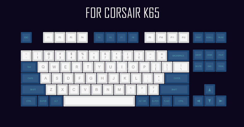 Laser Engraving Keycap Blue And White Mechanical Keyboard