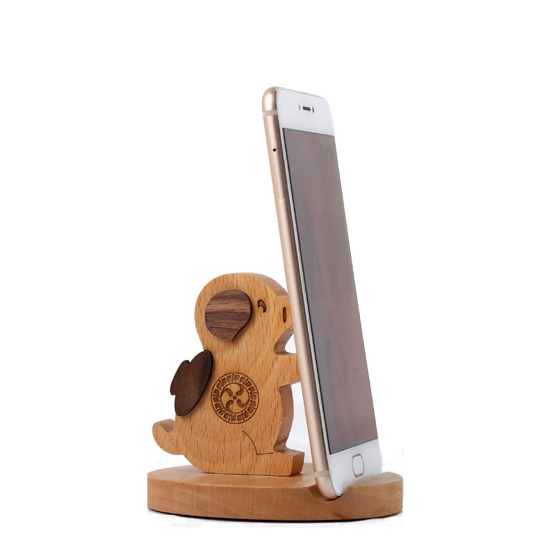 Creative Mobile Phone Toma Back With Coin Beech Wood Lazy Phone Holder Custom Lettering